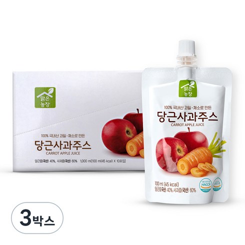 맑은농장 당근사과주스, 1L, 3개