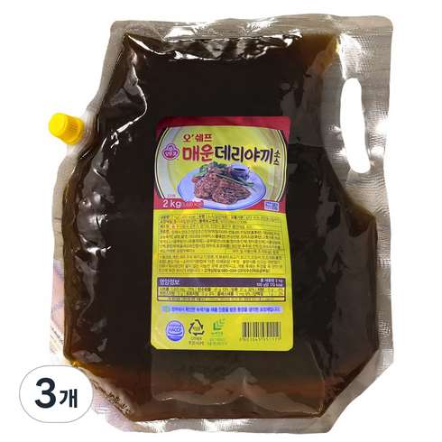 오뚜기 오쉐프 매운데리야끼 소스, 2kg, 3개