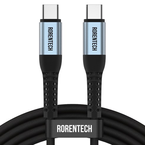 로랜텍 초고속 충전케이블 C to C PD 60W, 1.2m, 실버블랙