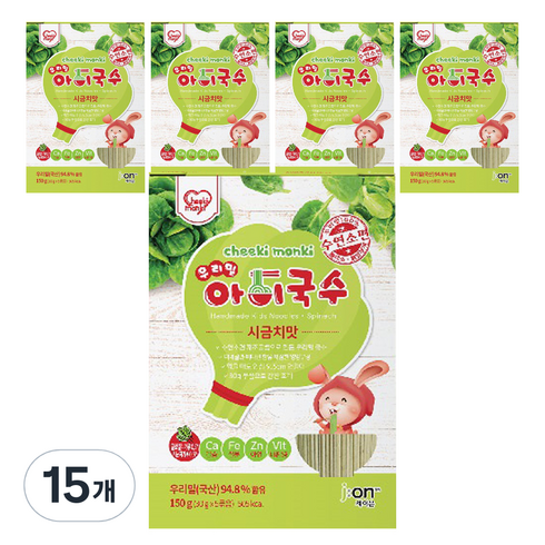 치키몽키 우리밀 아이국수, 시금치맛, 150g, 15개