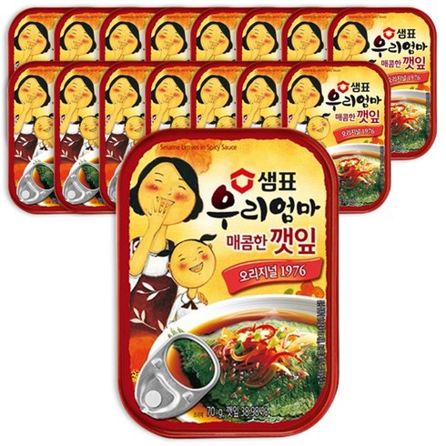 샘표 우리엄마 깻잎 매콤한맛, 70g, 16개