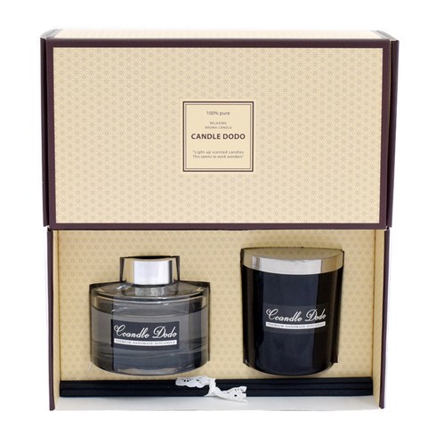캔들도도 천연아로마 디퓨저 100ml + 블랙캔들 220ml 선물세트, 바닐라