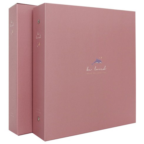 포토앨범 - 앨범샵 러브 바인더 접착식 포토앨범, 핑크 돌핀(백색내지), 50매