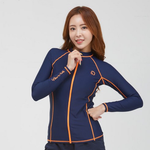 쿠기 여성용 자외선차단 집업 래쉬가드 KF-K325, 네이비