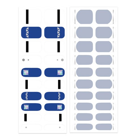 바바코코 젤 네일 스티커 사이언스월드 블루 + 라운드 실버 바 스카이, 혼합 색상, 1세트