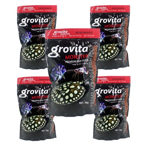 그로비타 몬스터 대형 열대어 전용사료, 1kg, 5개입