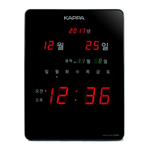 카파 고휘도 슈퍼 RED 디지털 LED 디스플레이 벽시계 D3950, 블랙