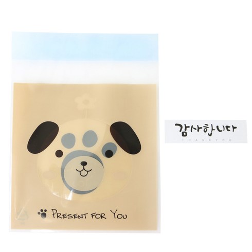 황씨네도시락 접착 애니멀 봉투 강아지 30p + 스티커 캘리 감사합니다 화이트 30p, 1세트