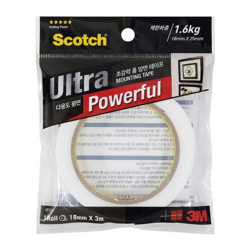 3M 스카치 초강력 폼 양면 테이프 18mm x 3m, 1개