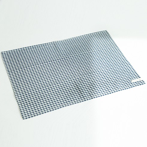 디자인타임 코튼 네이비 플레이스 매트 4p, 체크, 직사각S(31 x 46 cm)