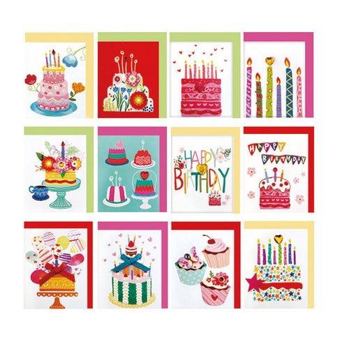 프롬앤투 T5051 감사 생일 축하카드 12종 카드 36p + 봉투 36p, 혼합 색상, 1세트