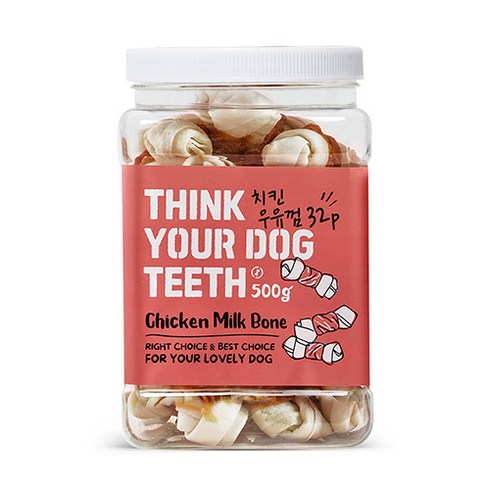 THINK YOUR DOG TEETH 우유껌 본 건조간식 32p 500g, 치킨맛, 1개