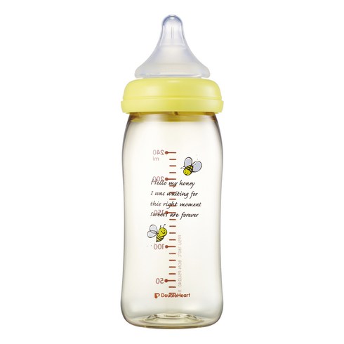 더블하트 신모유실감 PPSU 젖병 240ml, M(3개월부터), 꿀벌