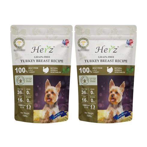 허즈 전연령 칠면조 가슴살 레시피 건식사료, 100g, 2개