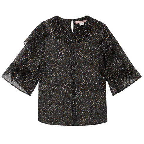 쥬시쥬디 패턴 소매 프릴 블라우스 JSBL526B