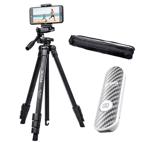 셀루미 최장 158cm 스마트폰 DSLR 삼각대 세트, SEL-TRD310(삼각대), SEL-ST200V(리모컨 화이트), 1개