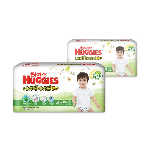 하기스 NEW 네이처메이드 팬티형 기저귀 남아용 대형 4단계(10~14kg), 96매