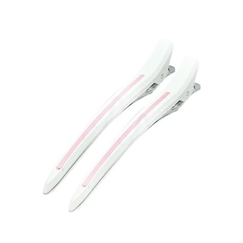헤어클립 - 다카라 크리스탈 헤어클립 대 120mm, 2개, 화이트 + 핑크