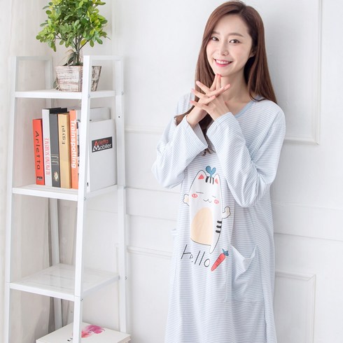 속옷스토리 여성용 헬로캣 주머니 원피스 잠옷