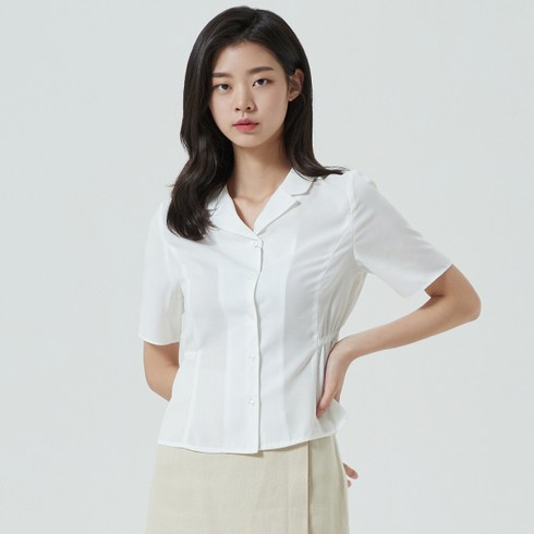미쏘 린넨라이크 카라 뒷밴딩 블라우스