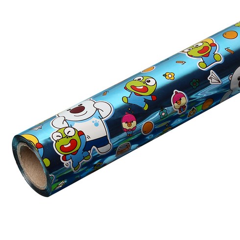 포포팬시 위드 뽀로로 비닐 롤 선물 포장지 중 37.5cm x 18m, 블루, 1개