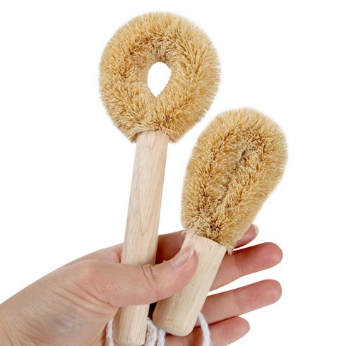 라이크하우스 내츄럴 키친 브러쉬 소 + 대 세트, 원목 + 브라운, 1세트