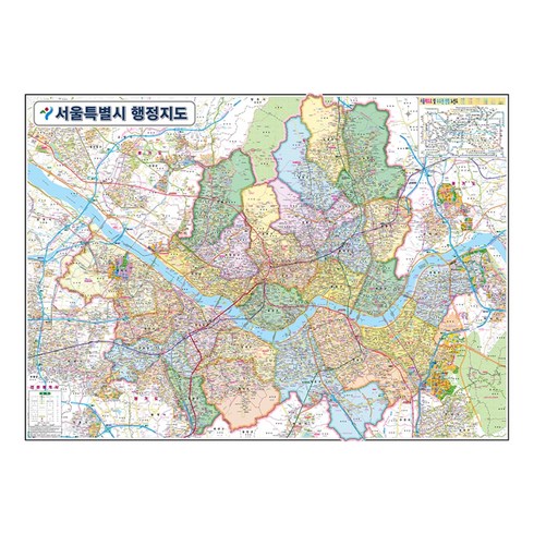 2024년 가성비 최고 서울시 지도 - 지도닷컴 서울특별시 행정지도 110 x 78 cm + 전국행정도로지도, 1세트