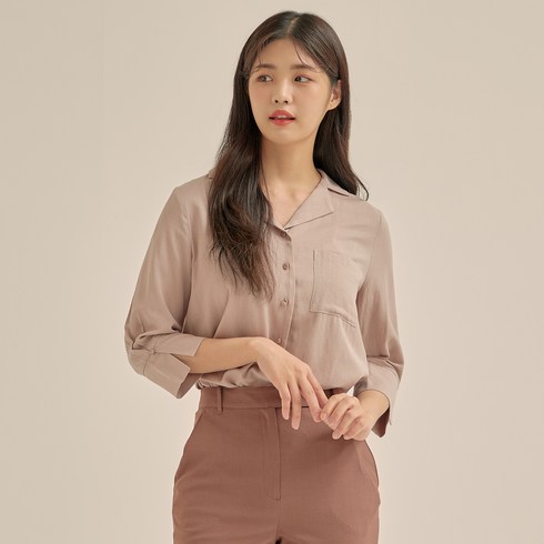 로엠 7부 폴리 셔츠 블라우스