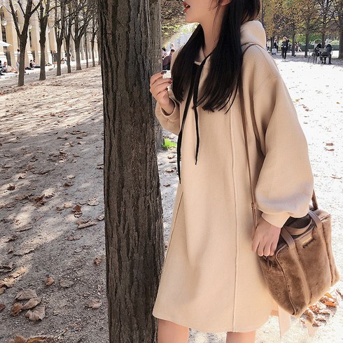 마켓에이 블랙스트링 니트 롱후드 임부 원피스