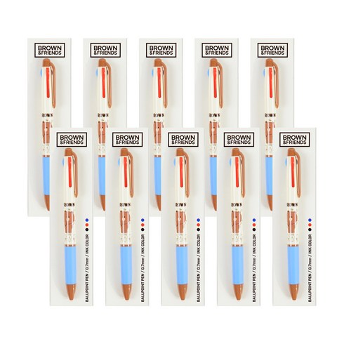 라인프렌즈 브라운앤프렌즈 3색 볼펜 2탄 0.7mm, 브라운, 10개