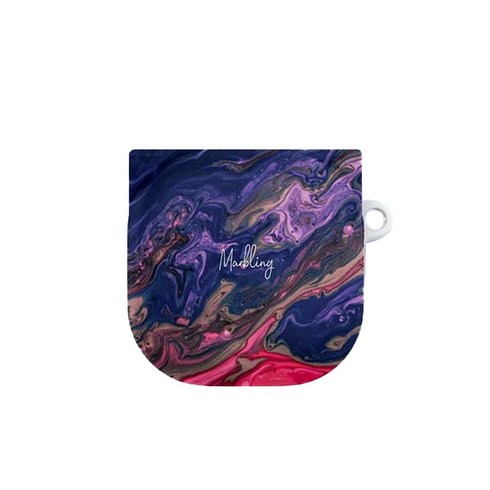 갤럭시 버즈 라이브 마블링 원바디 하드케이스 + 후크링, 갤럭시버즈 라이브, Dark Purple Marbling