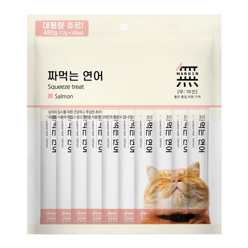 바우와우 무마진 짜먹는 고양이 간식 40p, 연어, 480g, 1개