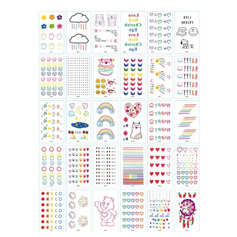 시나몬걸 아동용 컬러 타투스티커 30종 세트, O 해피, 1세트
