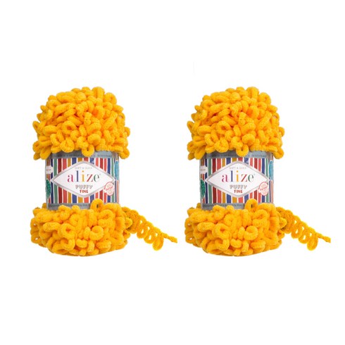 리네아 퍼피파인 핑거니팅 뜨개실 2p, 82 진노랑, 14m, 2개