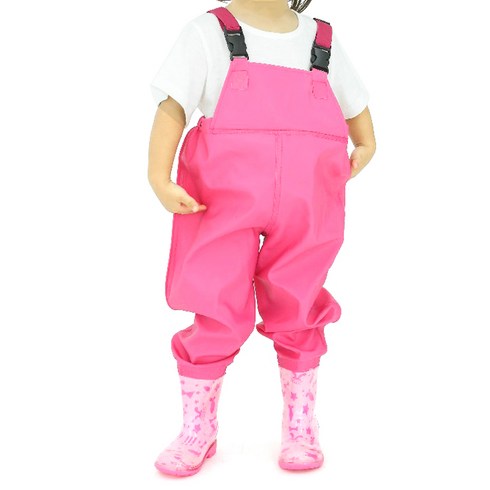 갯벌체험옷 - 어린이 가슴장화, 핑크, 200
