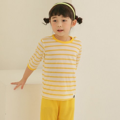 보보 아동용 캔디 스트라이프 7부 레이온 실내복 세트
