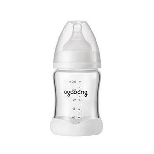 아가방 안심수유 유리 젖병 150ml, 노꼭지, 화이트, 1개