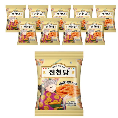 에이스엠앤티 전천당 바베큐맛 스낵, 80g, 10개