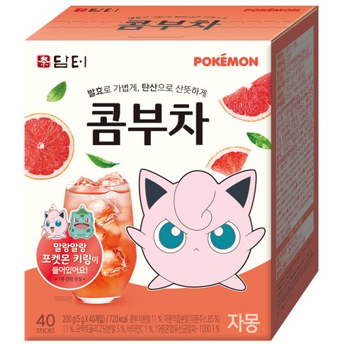 담터 포켓몬 콤부차 자몽, 5g, 40개입, 1개