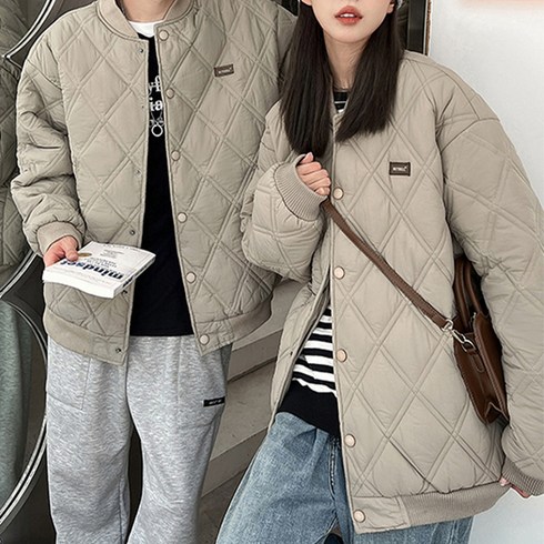 페이퍼먼츠 아가일 퀼팅 패딩 스타디움 점퍼 03365