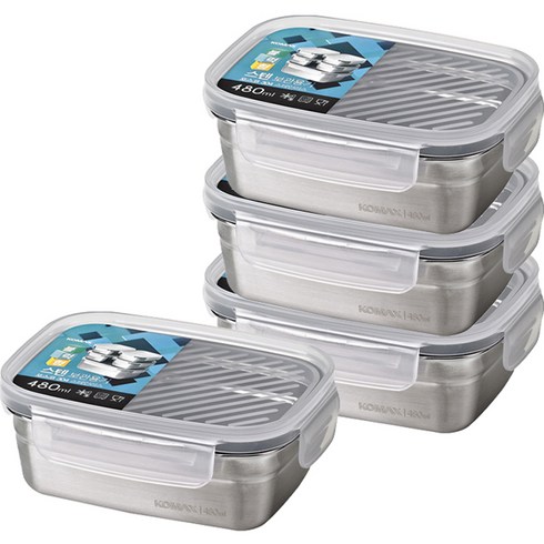 코멕스 ECO CLEAR 보관용기 13종 세트 - 코멕스 블럭형 스텐 보관 밀폐용기 480ml, 4개, 단품