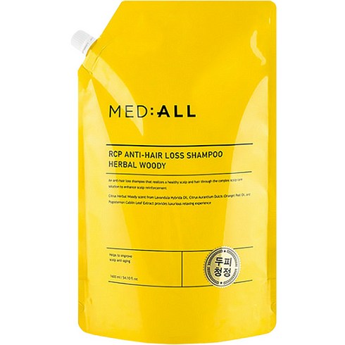 메디올 알시피 안티로스 두피청정 탈모완화 샴푸 리필 우디향, 1600ml, 1개
