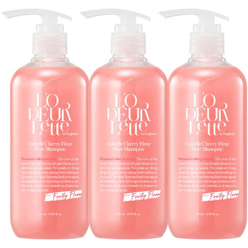 로더렛 컬러 핏 헤어 비오틴 약산성 퍼퓸 샴푸 프루티 플로럴향, 500ml, 3개