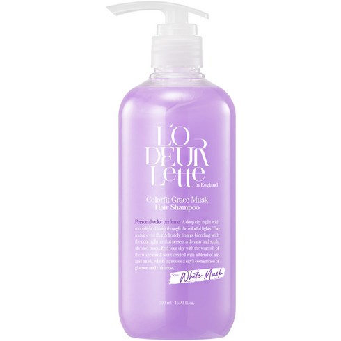 로더렛 컬러 핏 헤어 비오틴 약산성 퍼퓸 샴푸 화이트 머스크향, 500ml, 1개