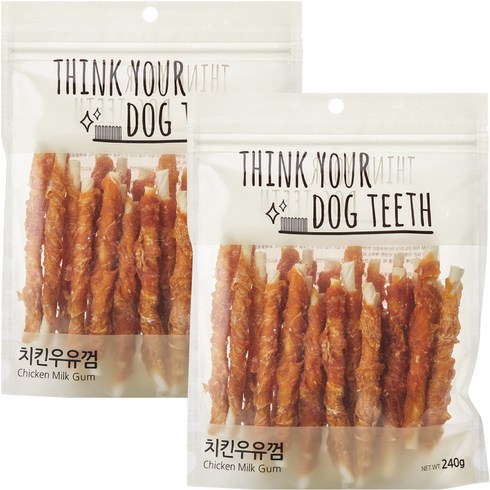 2023년 가성비 최고 강아지간식 - 강아지 Think your dog teeth 스틱 치킨우유껌 240g 24p, 2개, 치킨