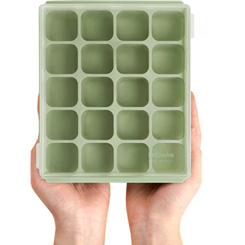 자이티이유식큐브 - 쁘띠누베 실리콘 이유식 멀티큐브 20구 500ml, 셀라돈 그린, 1개