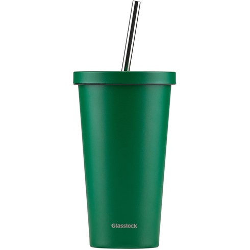 글라스락 씬 빨대 텀블러, 500ml, 클래식그린