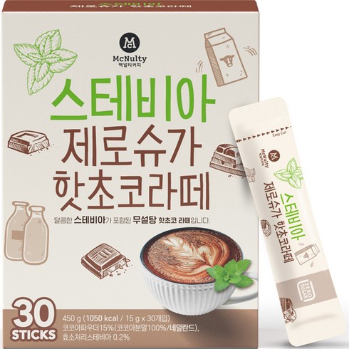 맥널티 스테비아 제로슈가 핫초코 라떼, 15g, 30개입, 1개