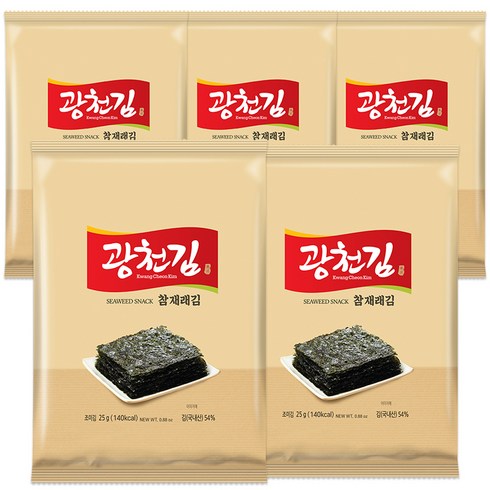 광천김 참 재래 전장김, 5개, 25g