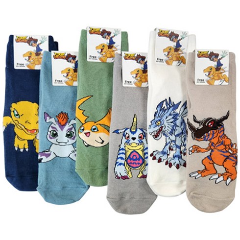 디지몬 남아용 MULTI 양말 BLUE 6족 세트